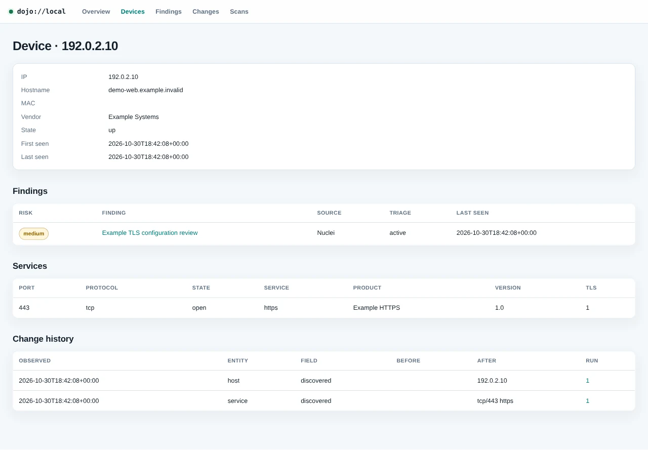 Stable host and service inventory in the running dojo interface