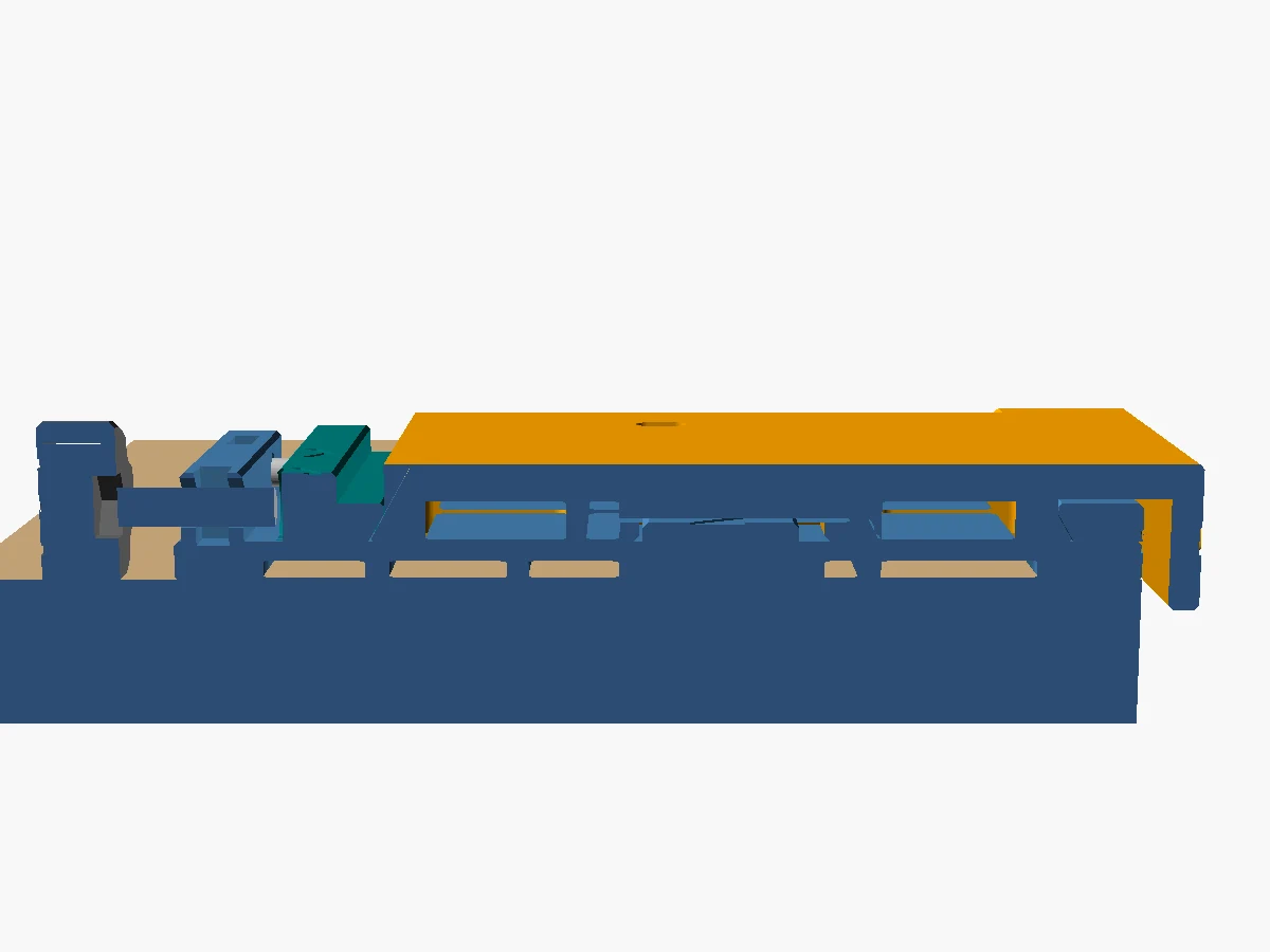 Section render of the rear clamp and mating sled geometry.