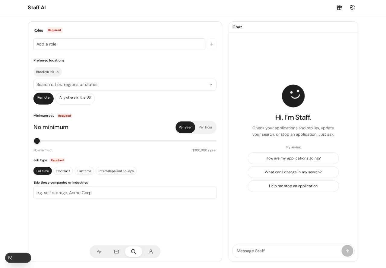 Job discovery and fit ranking in the running staff-jobs interface